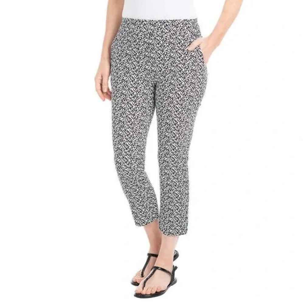 White House Black Market Slim Ankle Pants Black White Size 0